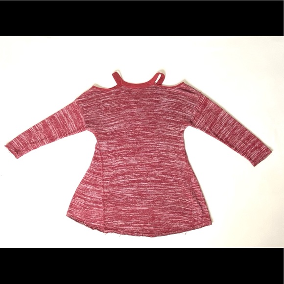 Mur Mur Deep Red Open Shoulder Sweater Tunic - Picture 4 of 6